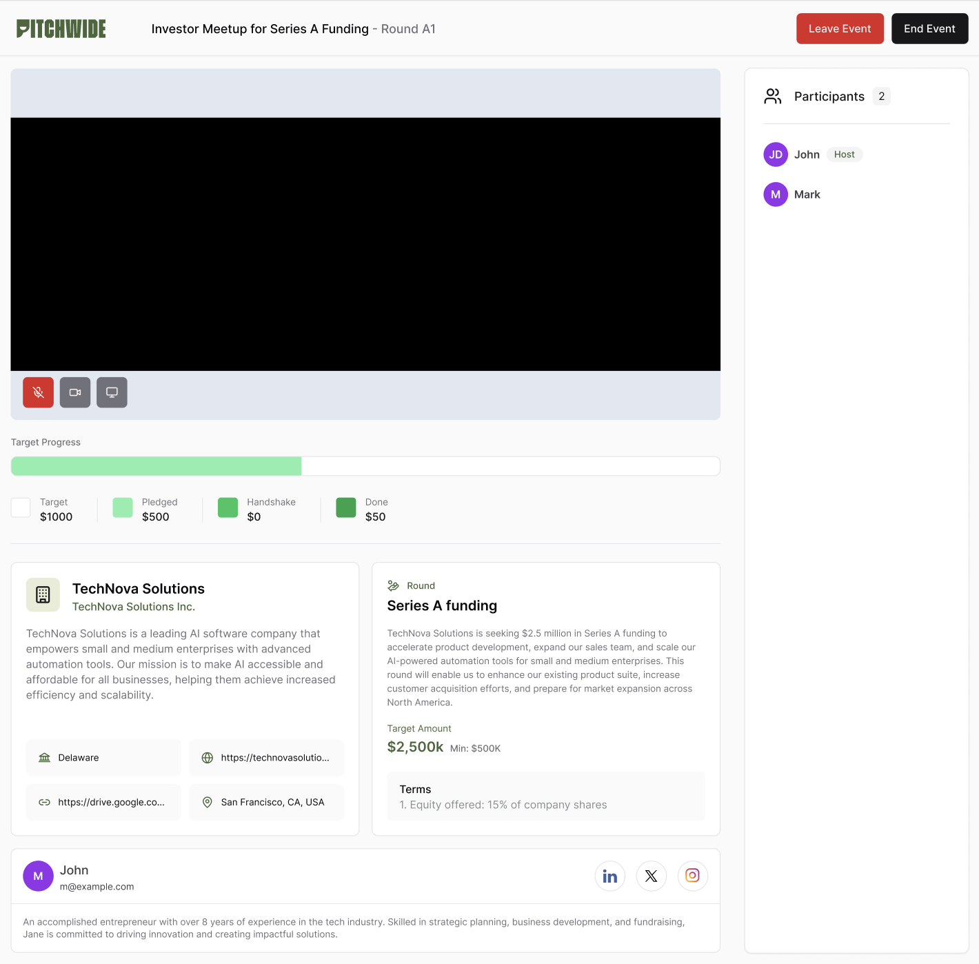 Streamline product interface showing Pitch